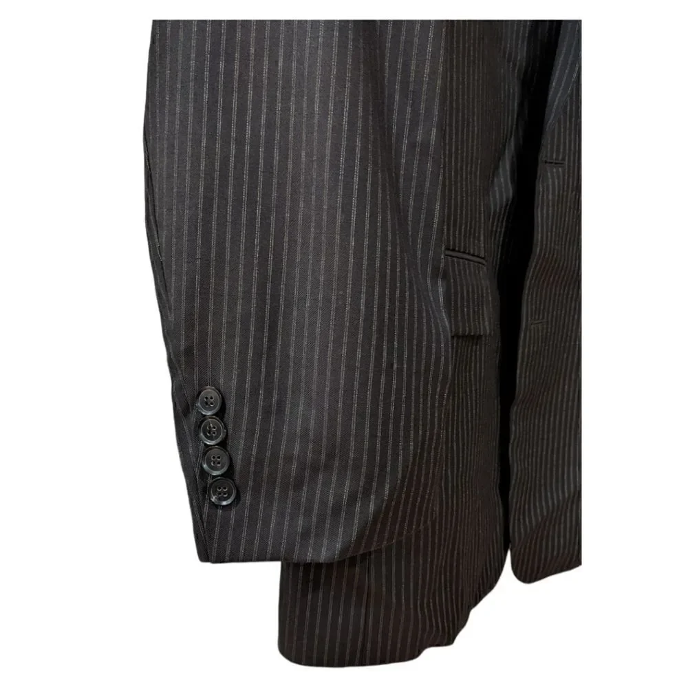 Hugo Boss Scorsese/Movie 100% Virgin Wool Black & Gold Pinstripe Suit 40R